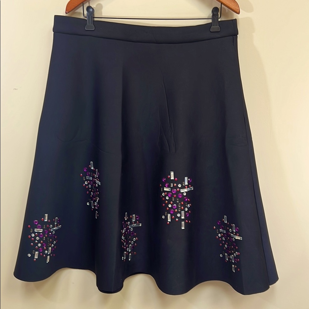 ASOS Skirt Womens 18 Scuba/Neoprene A-Line Midi Swing Black Rockabilly Retro